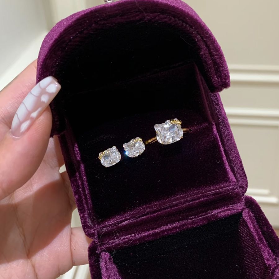 Cat Bow Ring and Earrings