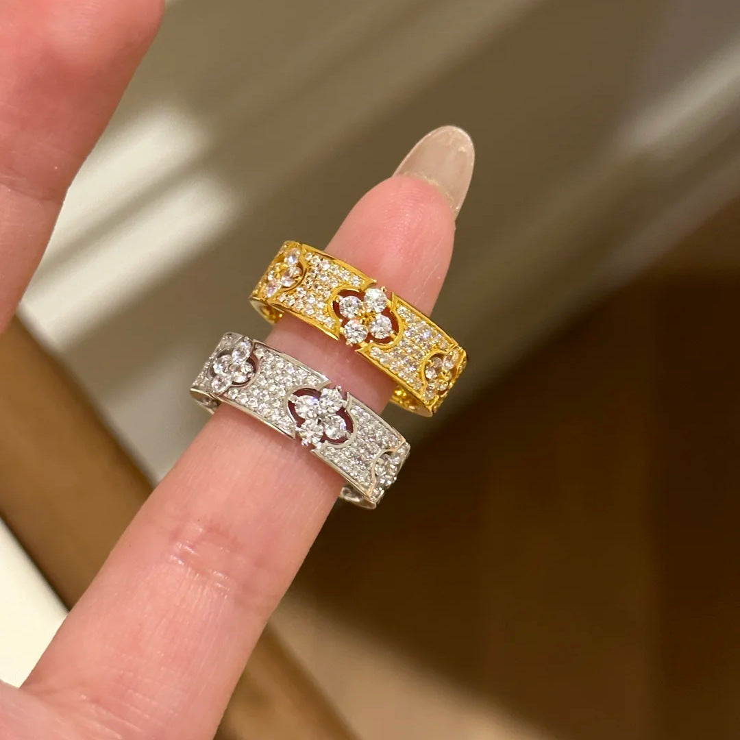 Lucky Four-Leaf Clover Diamond-Set Ring