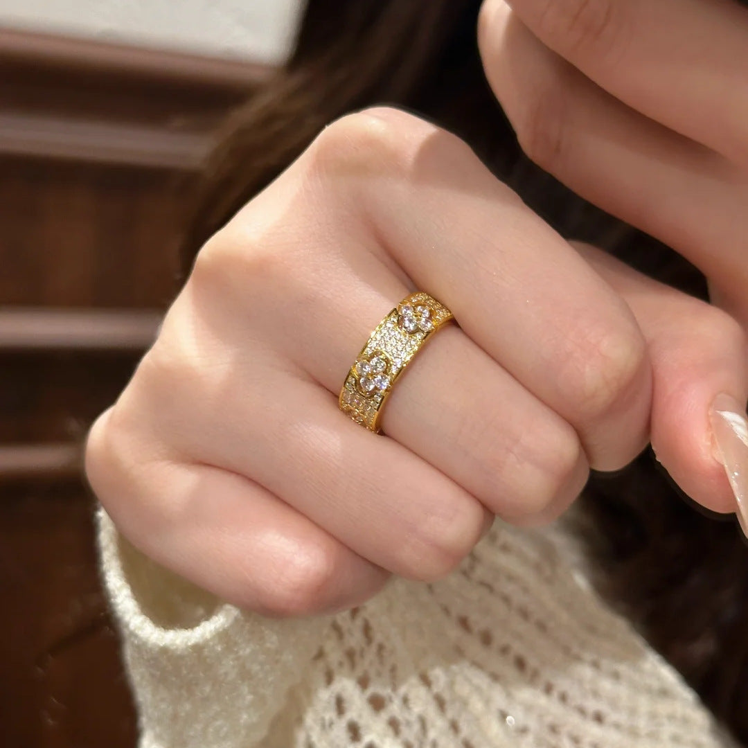 Lucky Four-Leaf Clover Diamond-Set Ring