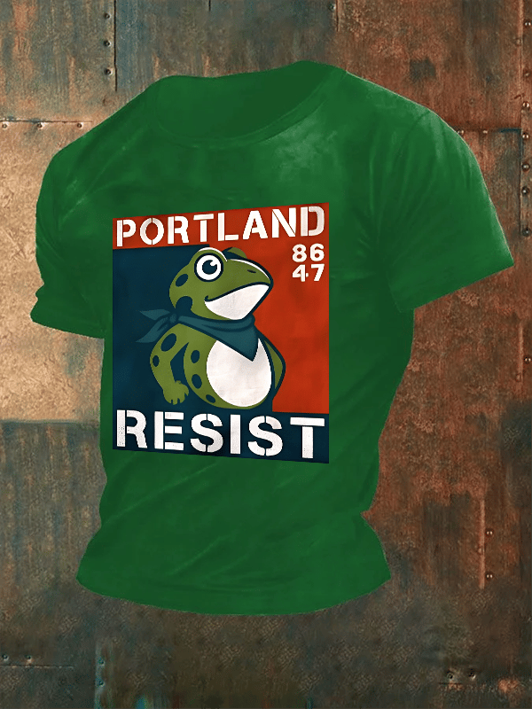 Men's Portland Frog 8647 resist Print T-Shirt