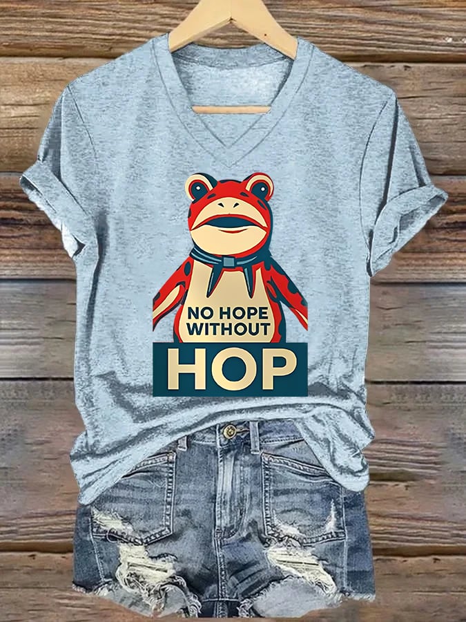 V-neck Women's no hope without hop Printed Casual T-Shirt