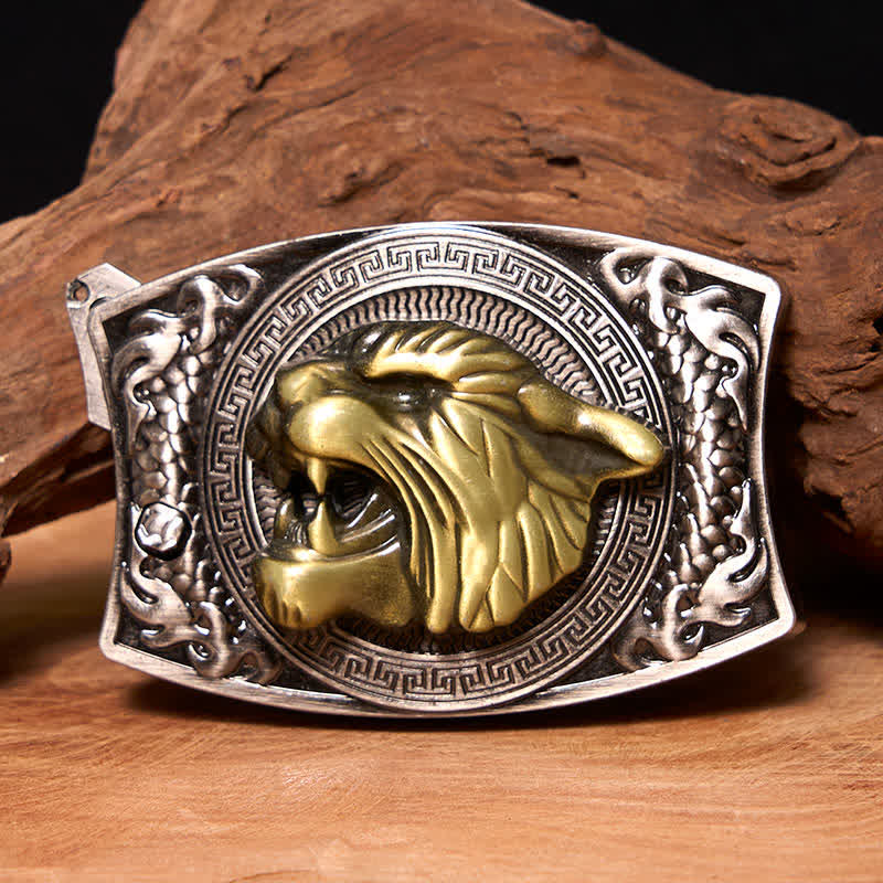 DIY Tiger Hidden Folding Knife Leather Belt