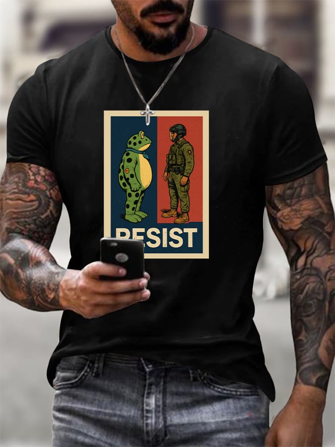 Men's FDT Portland Frog Protest Rage Against The Machine Print T-Shirt