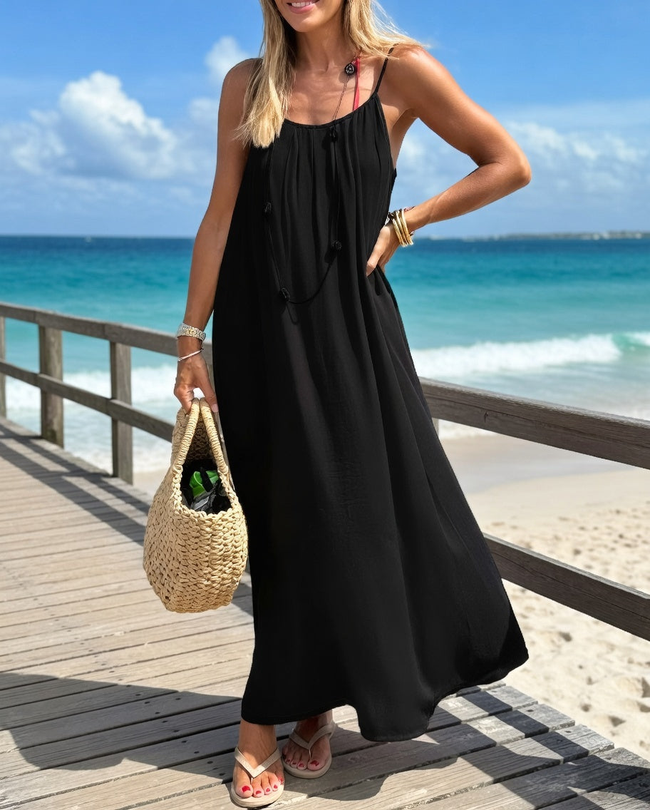 Women's Solid Color Backless Cami Dress