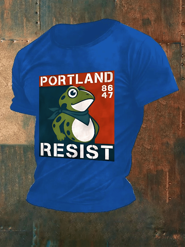 Men's Portland Frog 8647 resist Print T-Shirt