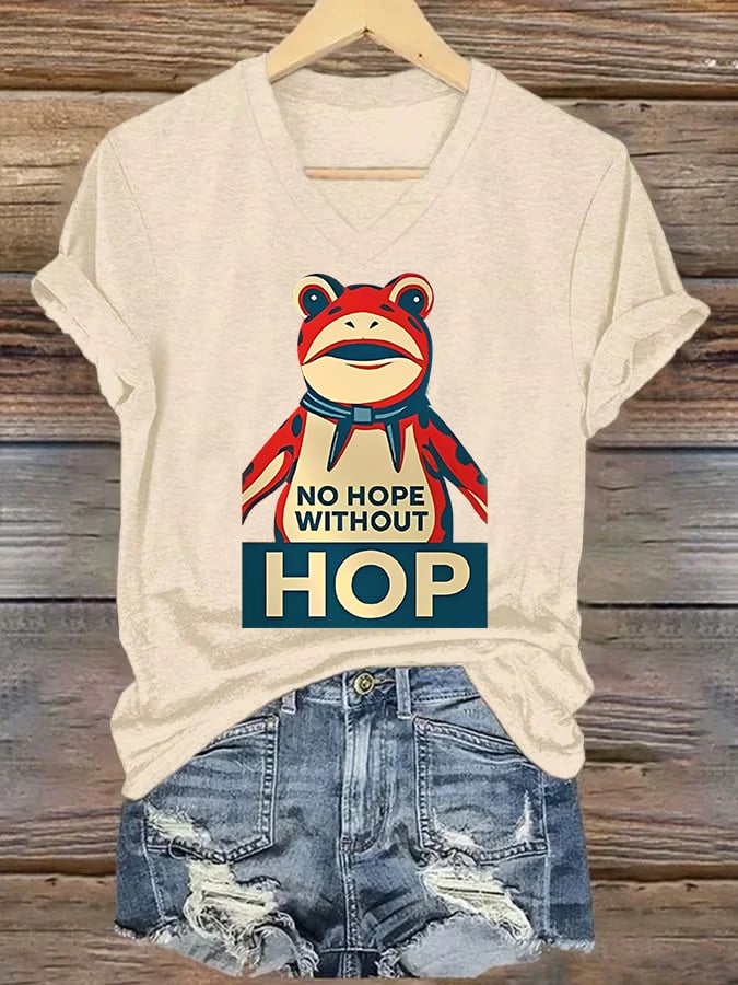 V-neck Women's no hope without hop Printed Casual T-Shirt