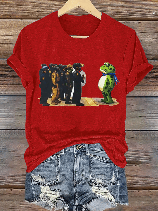 Women's Portland Frog Resist Printed Casual T-Shirt