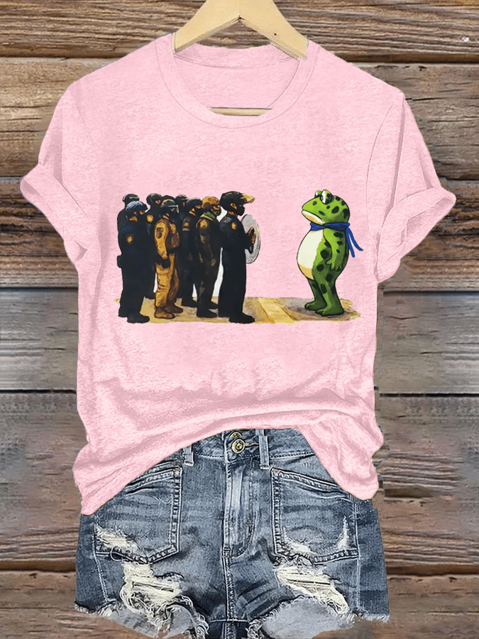 Women's Portland Frog Resist Printed Casual T-Shirt