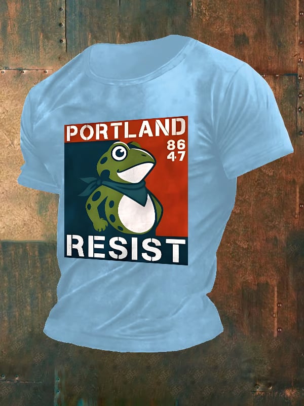 Men's Portland Frog 8647 resist Print T-Shirt