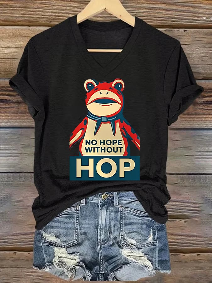 V-neck Women's no hope without hop Printed Casual T-Shirt