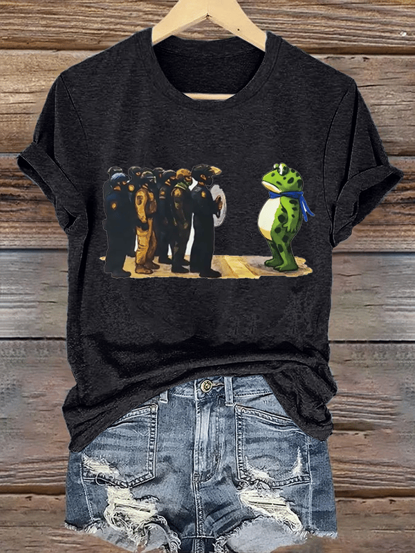 Women's Portland Frog Resist Printed Casual T-Shirt