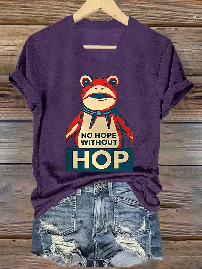 V-neck Women's no hope without hop Printed Casual T-Shirt