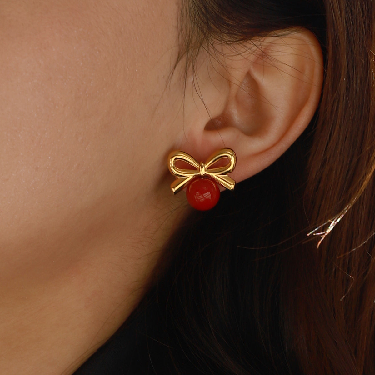 Ruby Bow Earrings