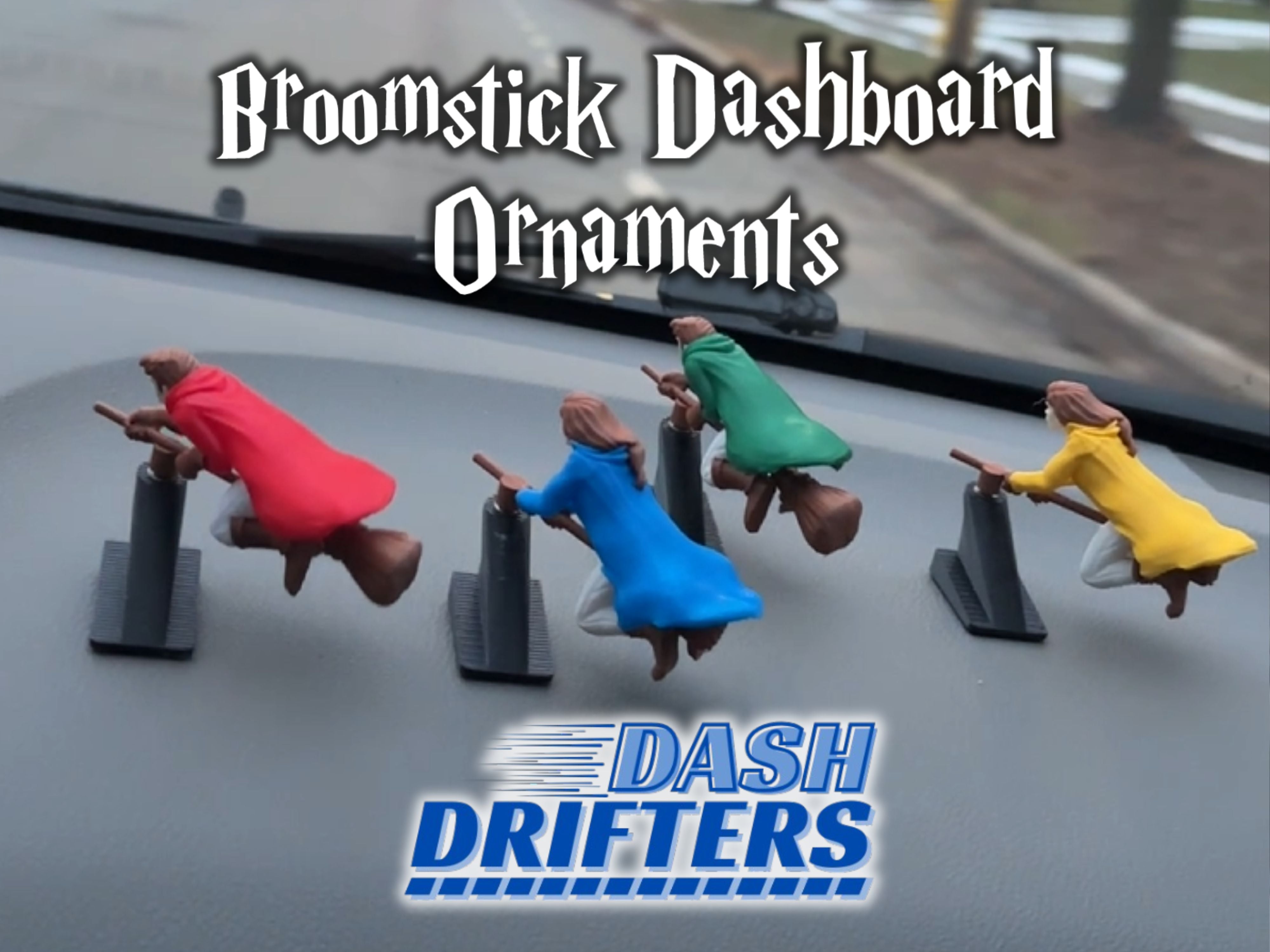 Wizard™ Witch and Wizard Broomstick Dashboard Drift Ornaments - Fantasy Car Decoration
