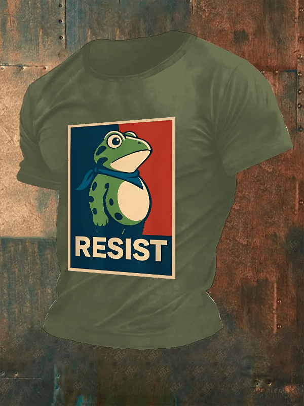 Men's Portland Frog Art resist Print Casual T-Shirt