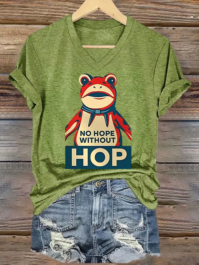 V-neck Women's no hope without hop Printed Casual T-Shirt