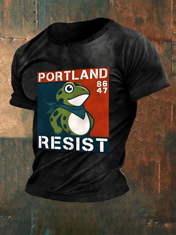 Men's Portland Frog 8647 resist Print T-Shirt