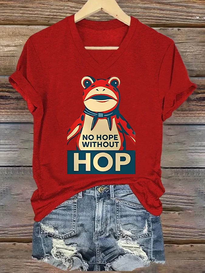 V-neck Women's no hope without hop Printed Casual T-Shirt