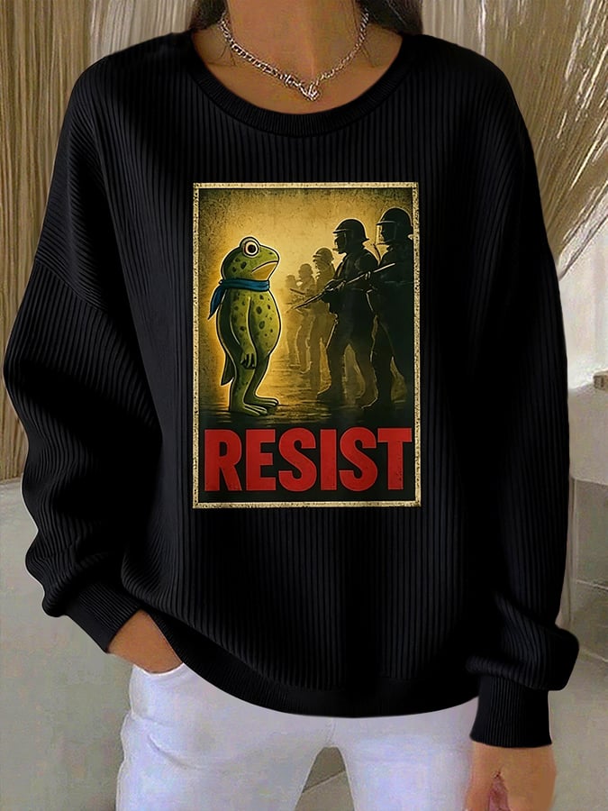 Women's Resist Frog Print Casual Sweatshirt
