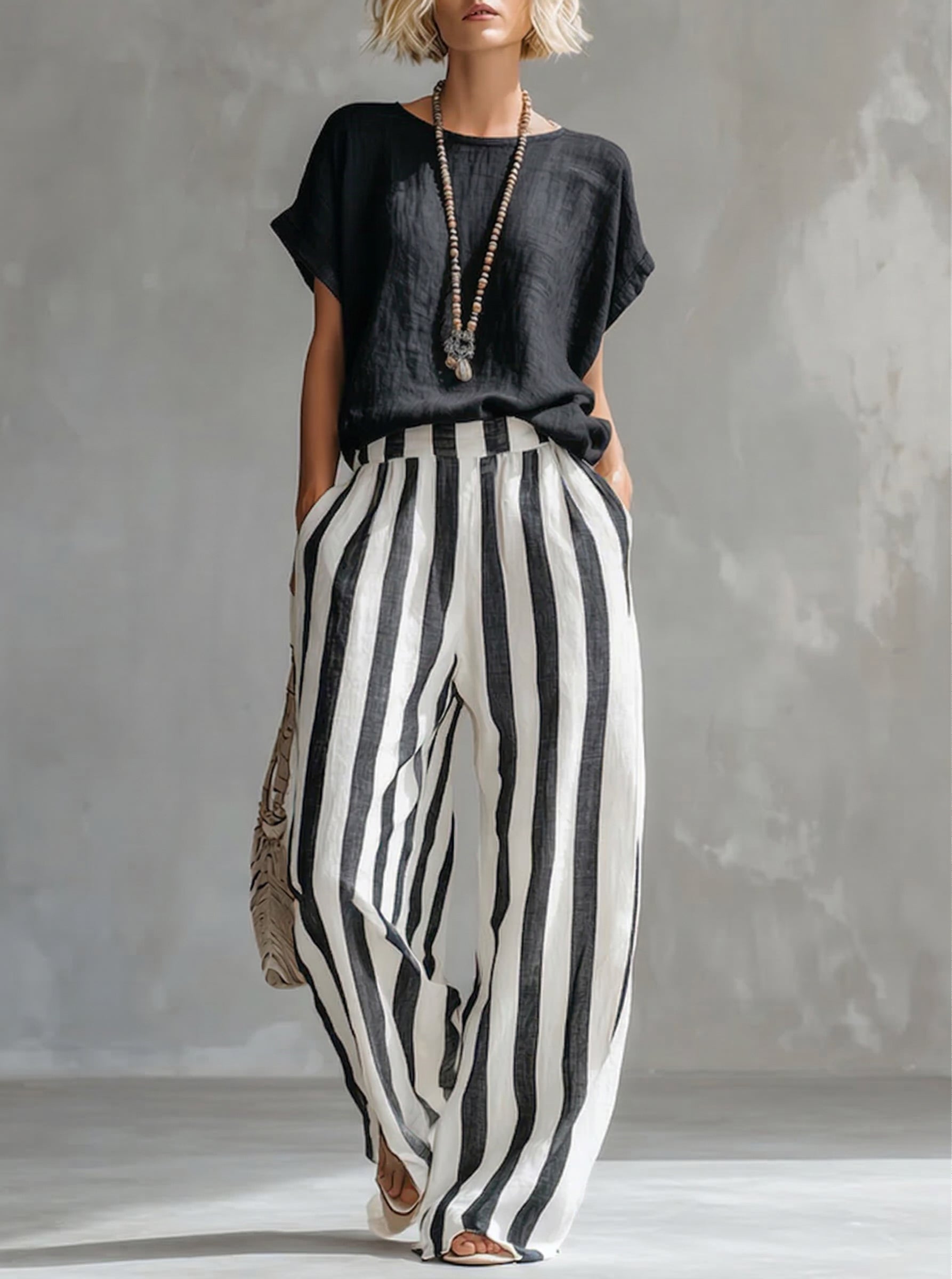 Cozy Loose-fit Striped Cotton-linen Two-piece Set ✨Plus Size Friendly XS-4XL