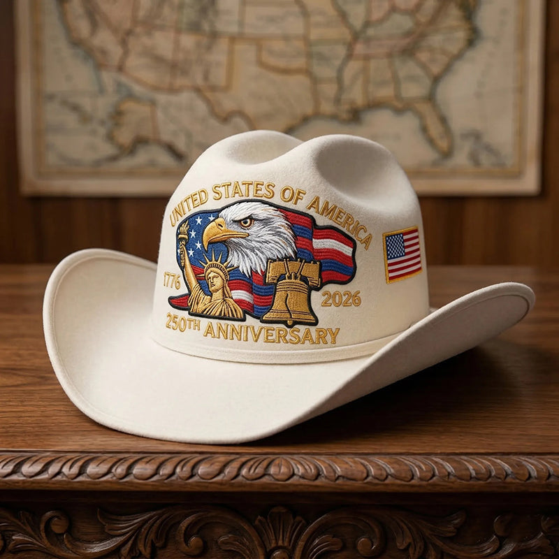 💥Last Day 49% OFF -U.S. 250th Anniversary Edition Unisex Felt Cowboy Hat