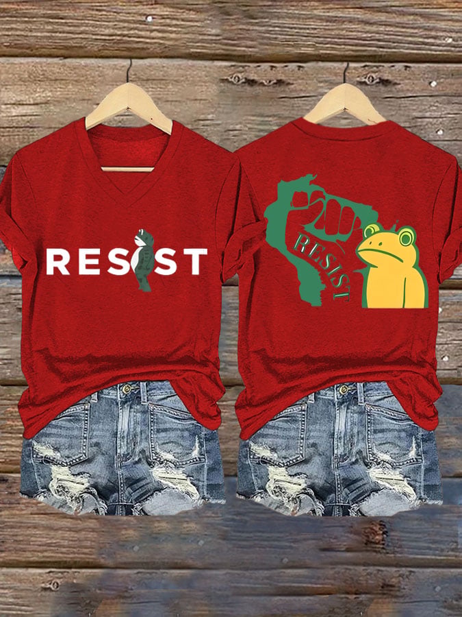 Women's FDT Portland Frog Protest Revolt Machine Print T-Shirt