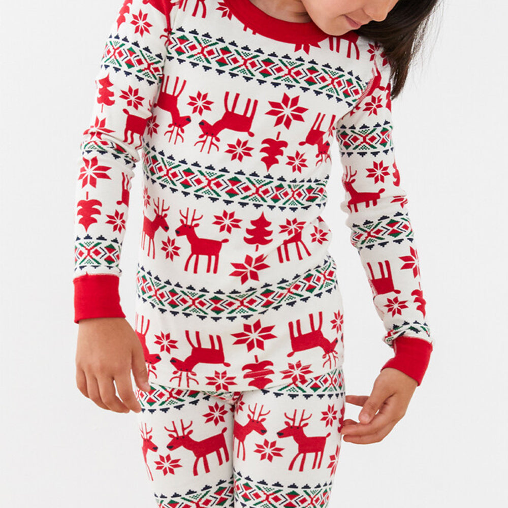 Classic Christmas Deer Print Matching Family Christmas Pajamas-Dog Pajamas Included