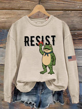 Women's Portland Frog Print Casual Sweatshirt