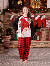 Christmas Family Matching Santa Print Raglan Sleeves Pajamas Sets with Christmas Socks (SGS Certied Safety) Red