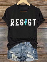 V-neck Women's  Portland Frog resist Print T-Shirt