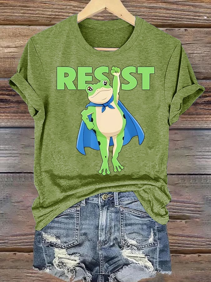 Women's  Portland Frog Art Print Casual T-Shirt