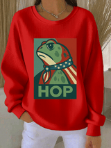 Women's FDT Print Knit Crew Neck Long Sleeve Top