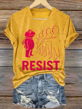V-neck Women's Portland Frog resist Print T-Shirt