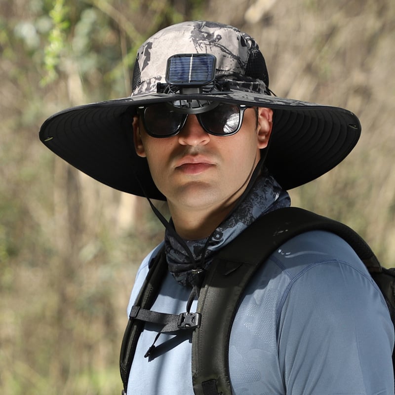 🔥Last Day Sale 49% -Wide Brim Solar Fan Outdoor Fishing Hat-Solar & USB Charging