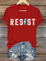 V-neck Women's  Portland Frog resist Print T-Shirt