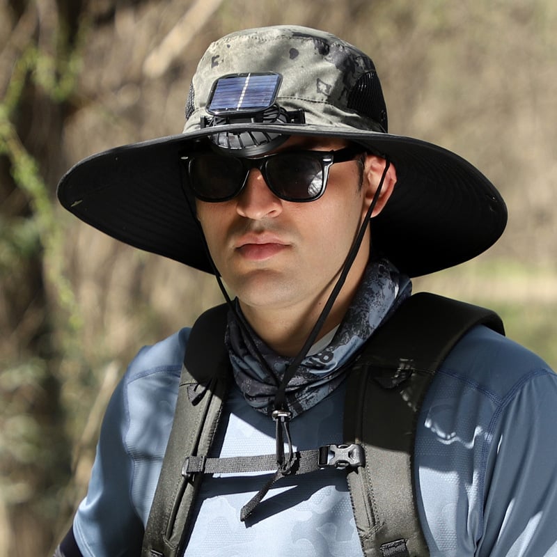 🔥Last Day Sale 49% -Wide Brim Solar Fan Outdoor Fishing Hat-Solar & USB Charging