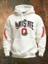 Men's Casual Football Print Knit Hoodie