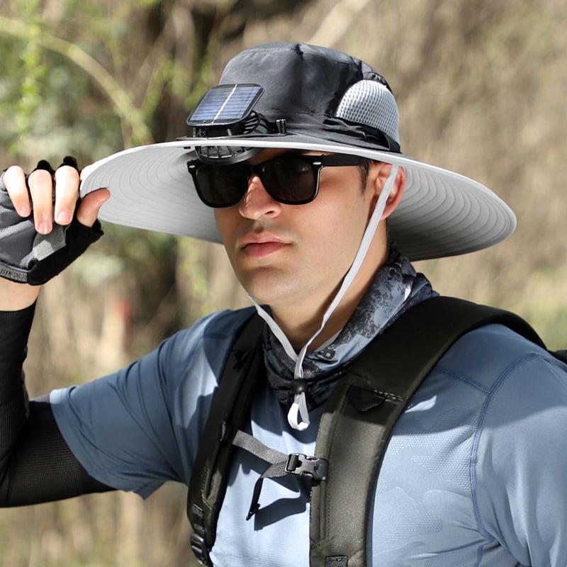 🔥Last Day Sale 49% -Wide Brim Solar Fan Outdoor Fishing Hat-Solar & USB Charging