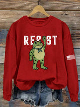 Women's Portland Frog Print Casual Sweatshirt