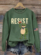 Women's Portland Frog Print Casual Sweatshirt