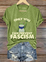 Women's Resist Frog Print V Neck T-shirt