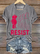 V-neck Women's Portland Frog resist Print T-Shirt