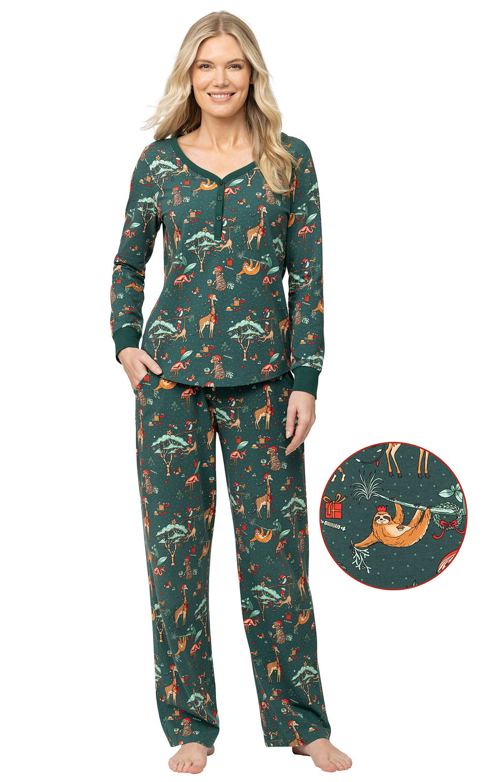 Green Cute Zoo Matching Family Christmas Pajamas | Adults, Kids & Dog Pajamas