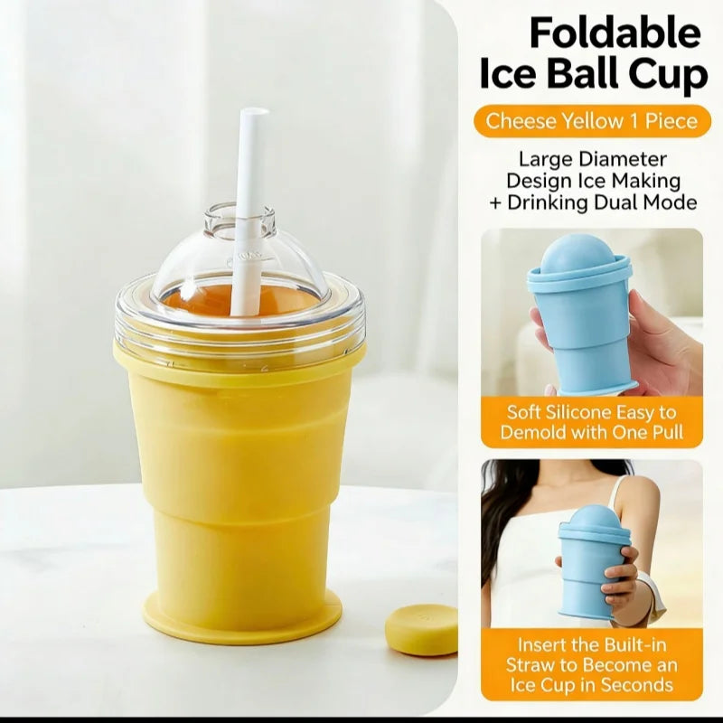 RoundRoll Foldable Silicone Ice Ball Drink Cup