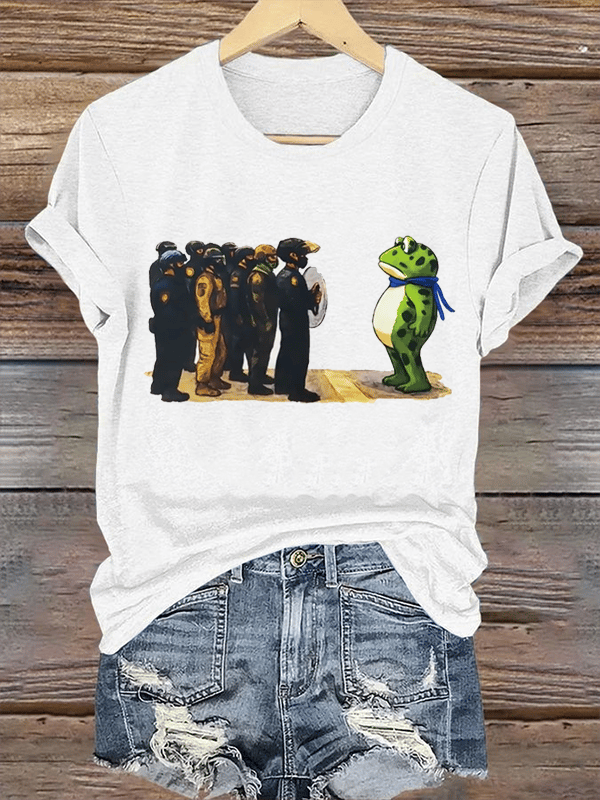 Women's  Portland Frog Resist  Printed Casual T-Shirt