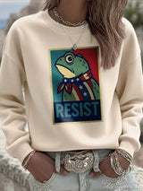 Women's Portland Frog Print Casual Sweatshirt